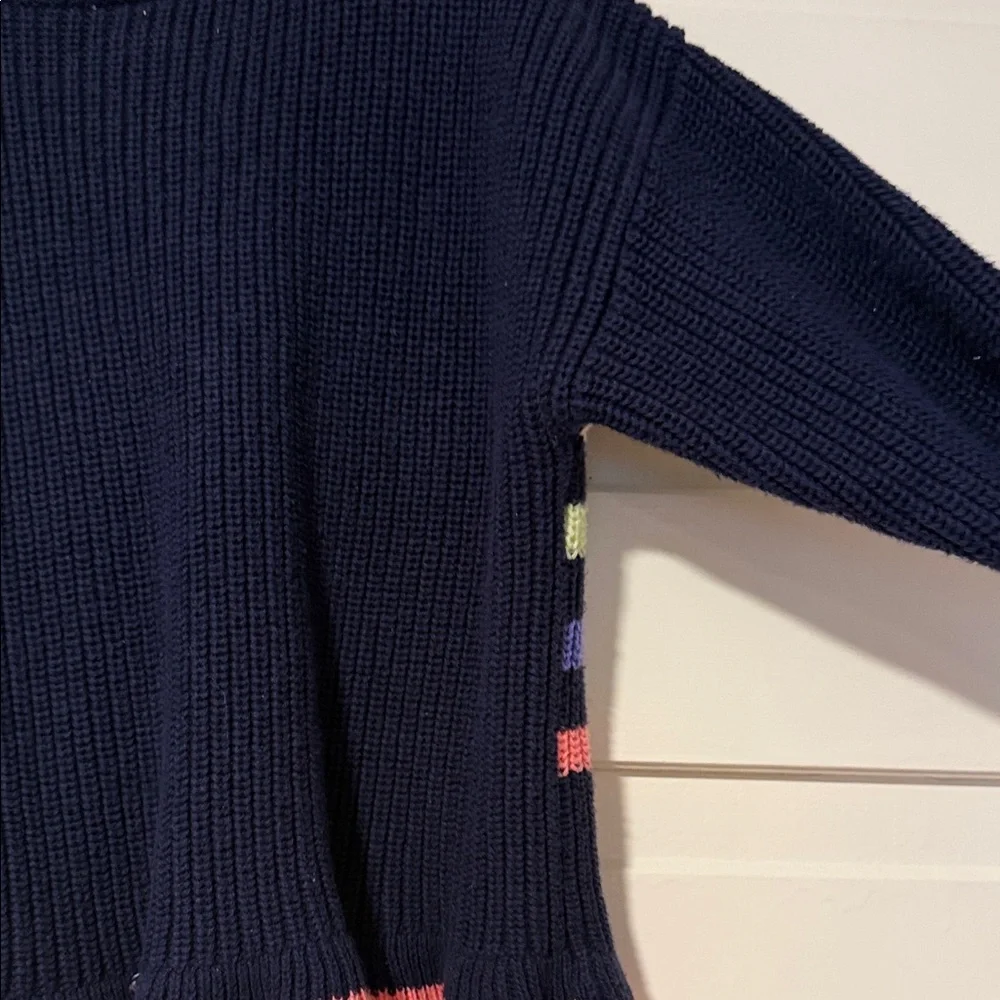 Gap Baby Striped Navy Crewneck Sweater with Multicolor Bands 100% cotton 3T